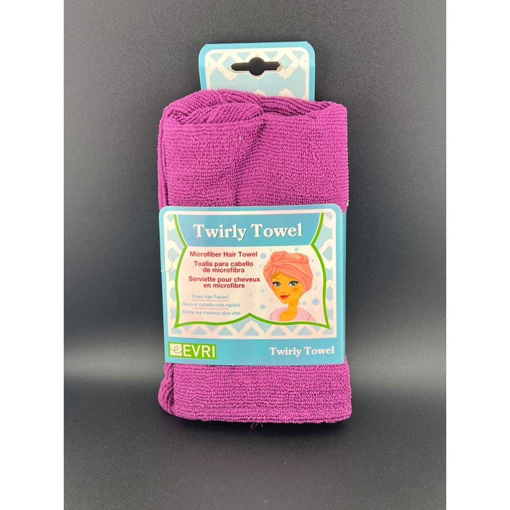 Evri Twirly Towel Microfiber Hair Towel Wrap Purple One Size‎ Fits Most NEW